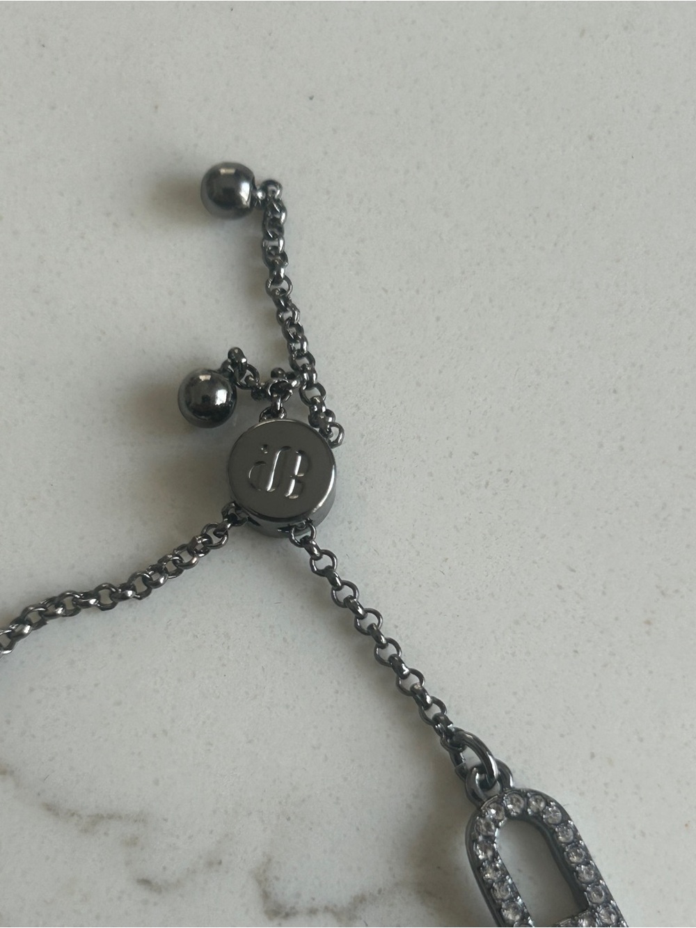 Bomb Party Pavé Link Chain Bracelet in Gunmetal and Gold Adjustable - Picture 2 of 3